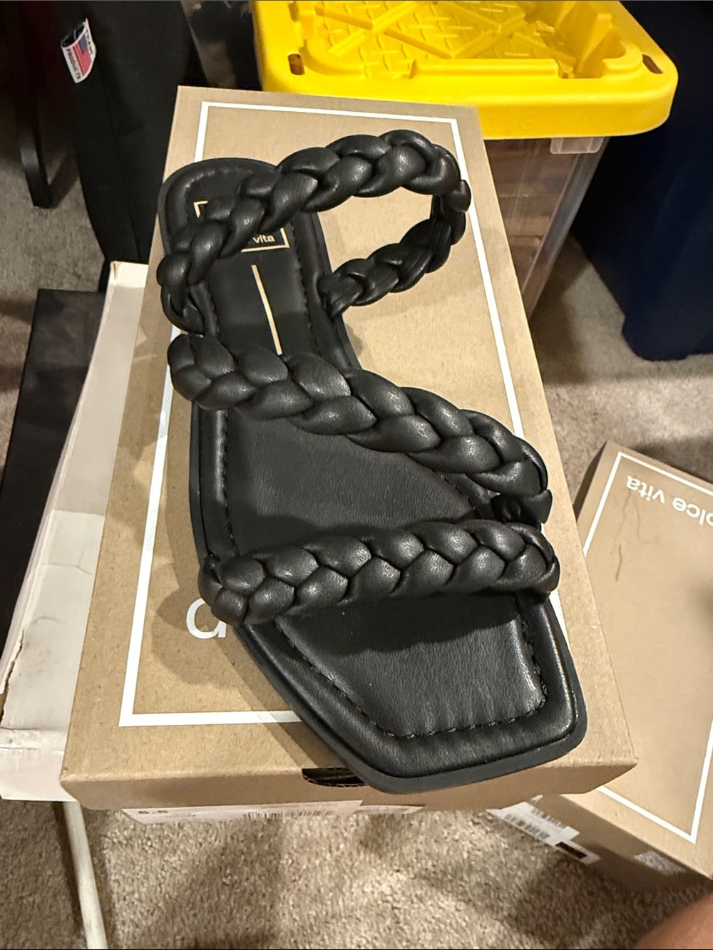 Dolce Vita Braided Strap Black Women's Slide Sandal